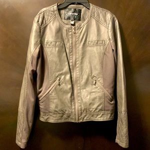 Maurices Gray Leather-Panel Moto Jacket